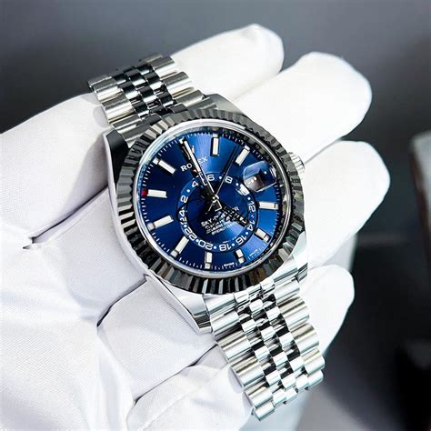 rolex sky dweller white face|rolex blue dial sky dweller.